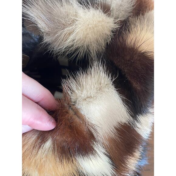 Vintage 1970's patchwork mink fur and leather cropped bomber coat - Picture 6 of 11